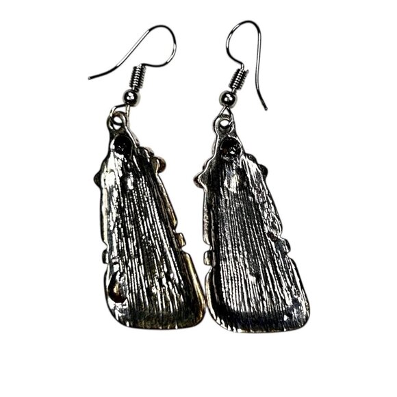 Western Inspired Earrings Silver Tone Tan Southwest Rodeo Concert - Picture 2 of 2